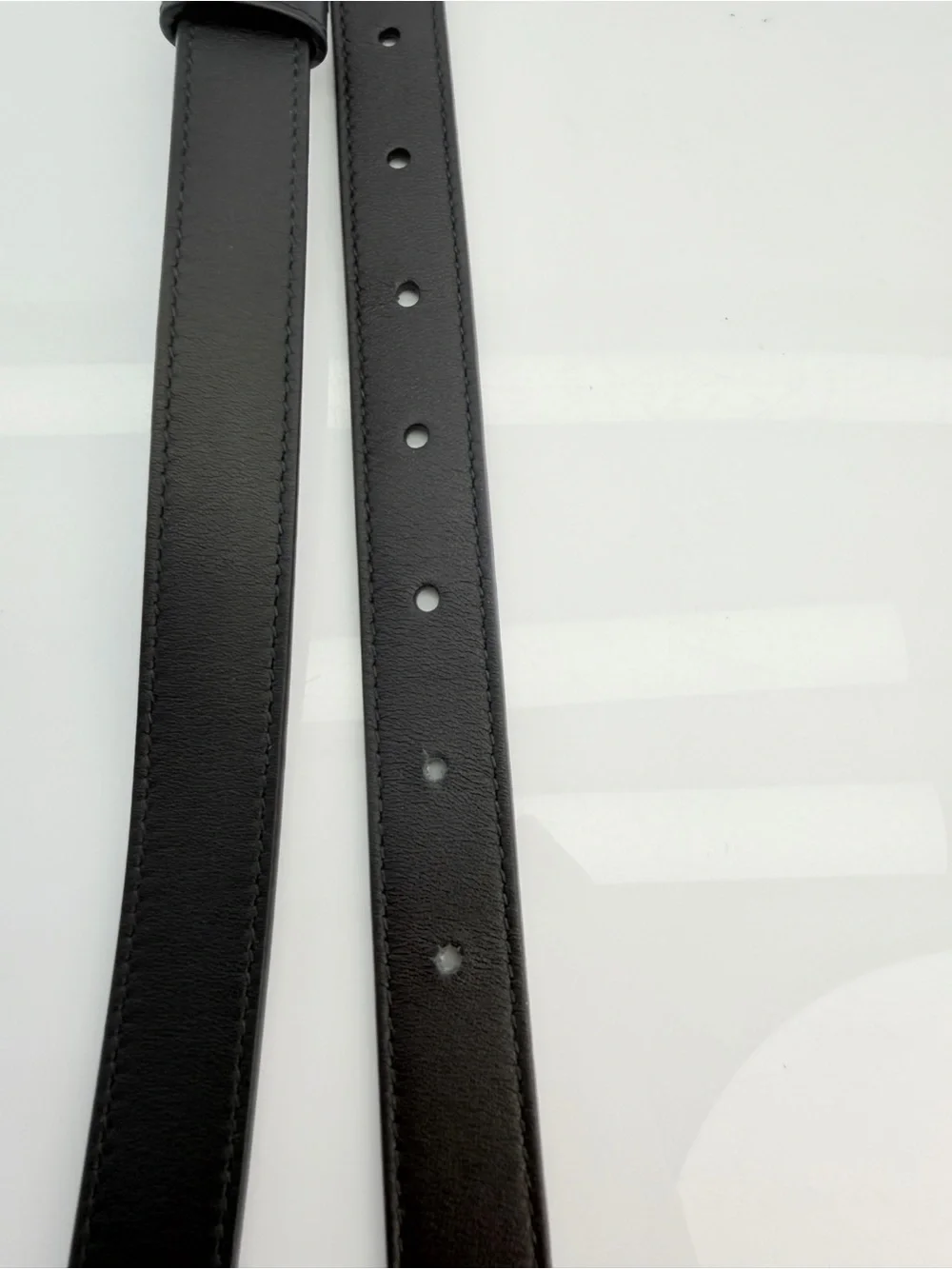 Gucci Gg Marmont Slim Black Leather Double G Belt Gold Buckle 409417 85/34
